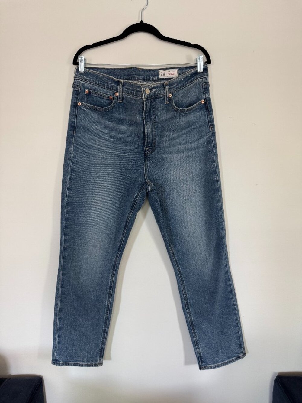 GAP High Rise Vintage Slim Medium Indigo Denim Jeans Size 14/32R